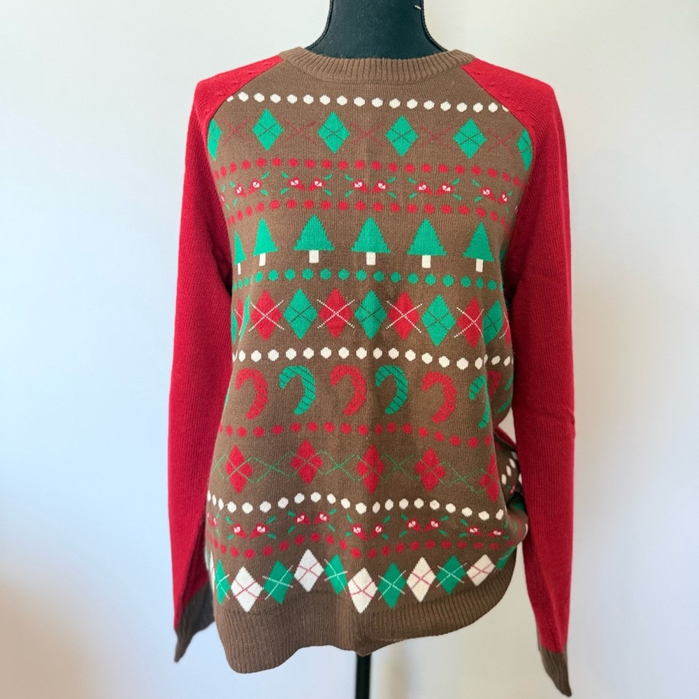 Festive Red and Brown Sweater Ugly Christmas